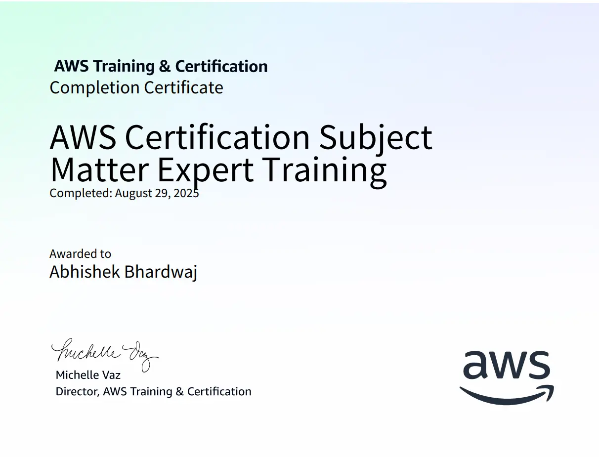 Subject Matter Expert - AWS